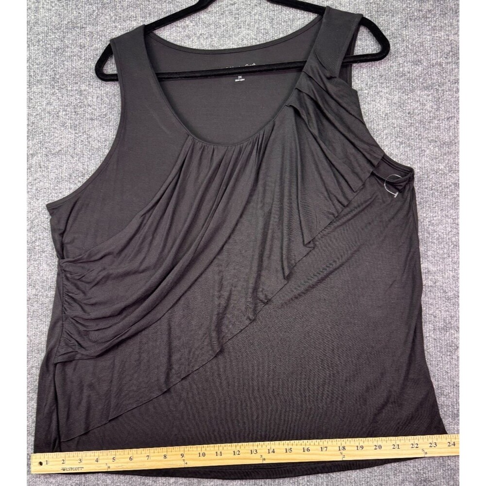 Coldwater Creek Black Sleeveless Draped Tank Top 2X Rayon 20W 22W - Picture 4 of 9